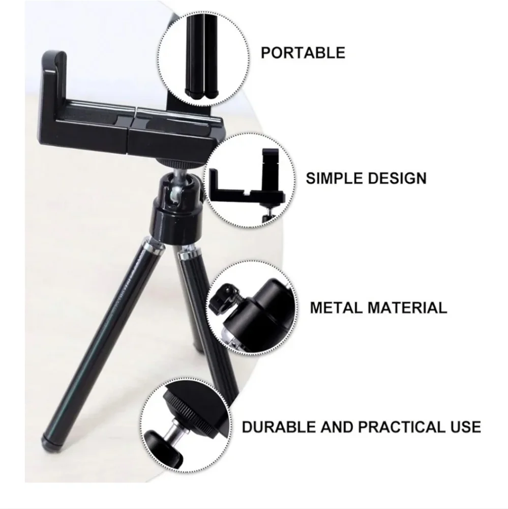 Phone Tripod Stand Camera Tripod 3 Position Compact Mobile Phone Holder for Live